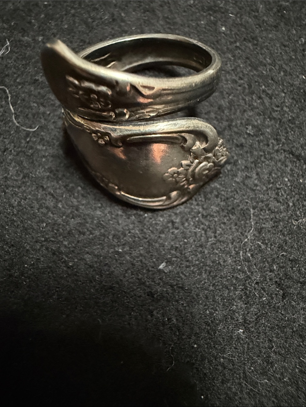 Floral Wrap Spoon Ring in Silver Tone - Women Jewelry